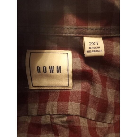 Rowm Mens Big & Tall Shirt Button Down Long Sleeve Red Gray Plaid Size 2XT NWT - Picture 9 of 13